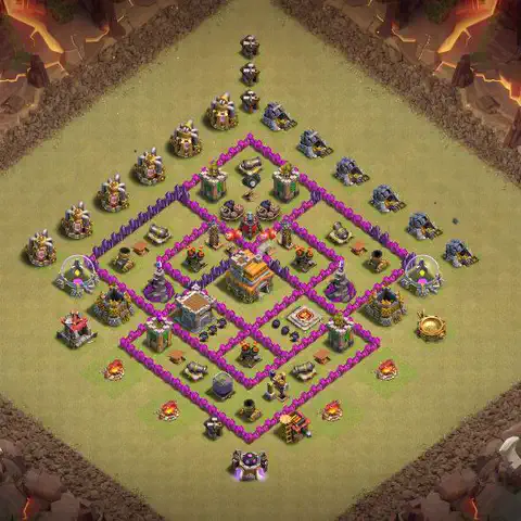 TH7 war CWL base layout with copy link for Clash of Clans, layout #043
