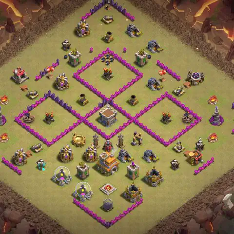 TH7 war CWL base layout with copy link for Clash of Clans, layout #046