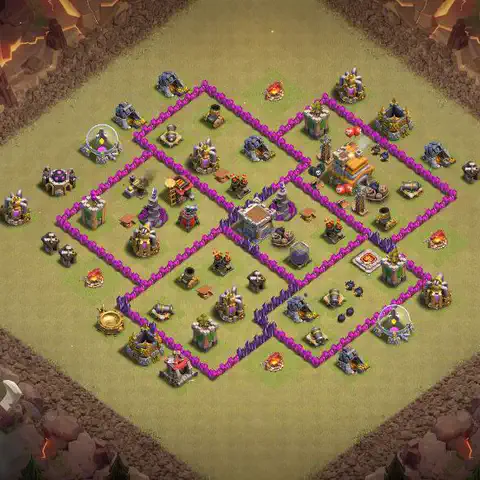 TH7 war CWL base layout with copy link for Clash of Clans, layout #049