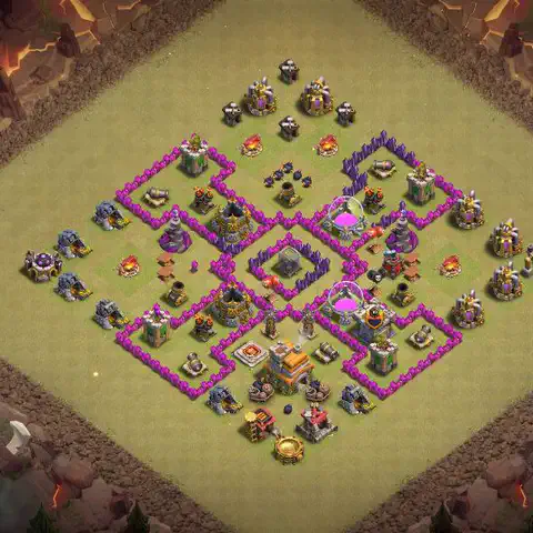 TH7 war CWL base layout with copy link for Clash of Clans, layout #052