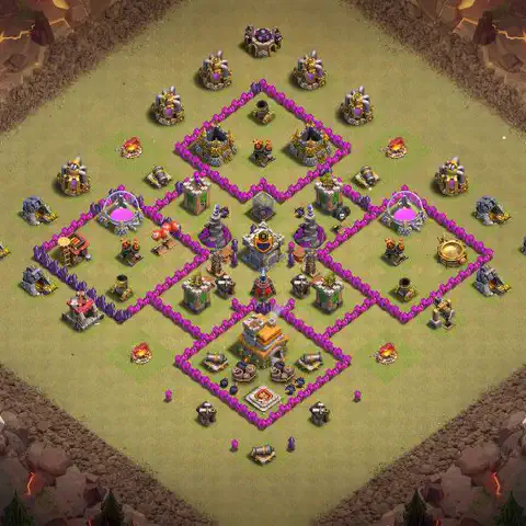 TH7 war CWL base layout with copy link for Clash of Clans, layout #055