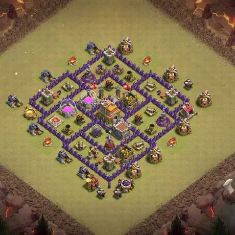 TH7 war CWL base layout with copy link for Clash of Clans, layout #061