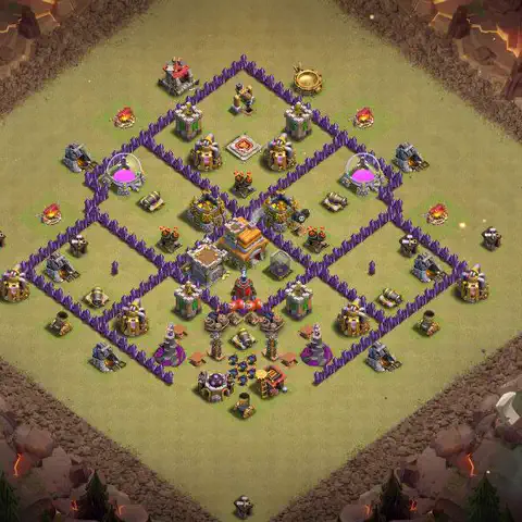 TH7 war CWL base layout with copy link for Clash of Clans, layout #076
