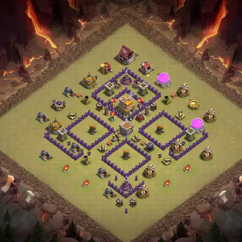 TH7 war CWL base layout with copy link for Clash of Clans, layout #091