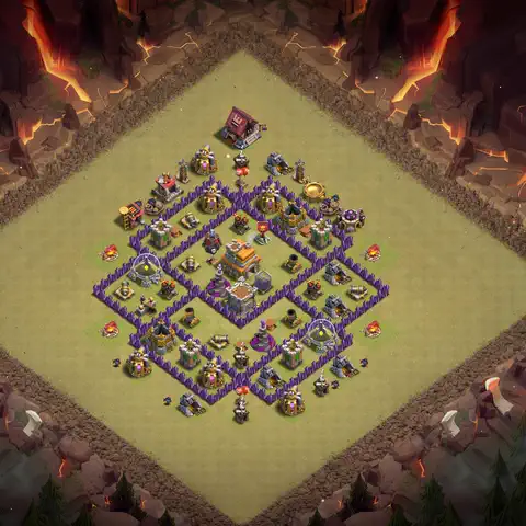 TH7 war CWL base layout with copy link for Clash of Clans, layout #097
