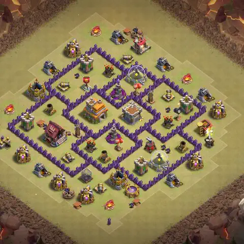 TH7 war CWL base layout with copy link for Clash of Clans, layout #121