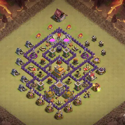 TH7 war CWL base layout with copy link for Clash of Clans, layout #124