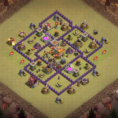 TH7 war CWL base layout with copy link for Clash of Clans, layout #136