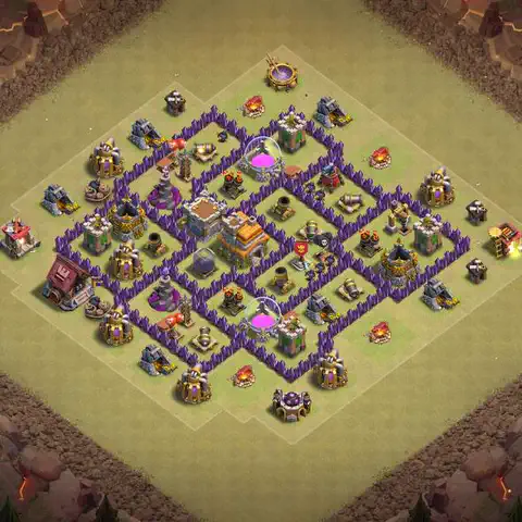 TH7 war CWL base layout with copy link for Clash of Clans, layout #142