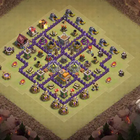 TH7 war CWL base layout with copy link for Clash of Clans, layout #154