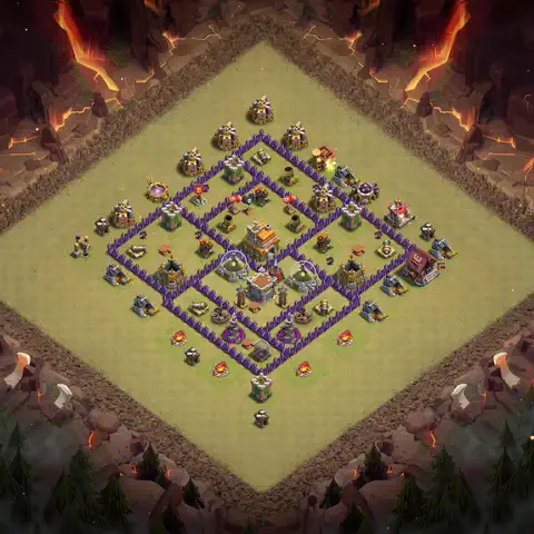 TH7 war CWL base layout with copy link for Clash of Clans, layout #157