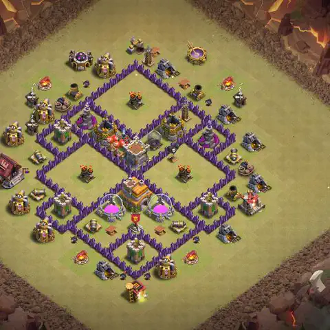 TH7 war CWL base layout with copy link for Clash of Clans, layout #163