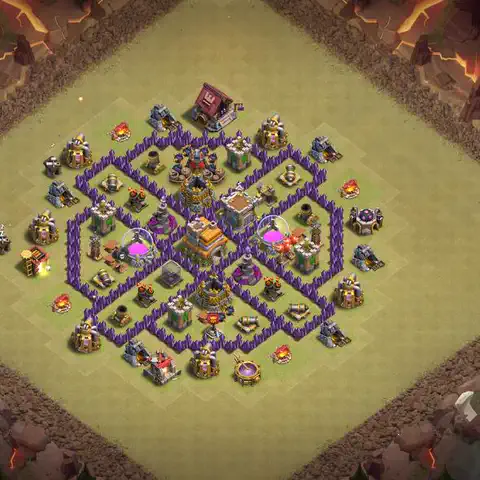 TH7 war CWL base layout with copy link for Clash of Clans, layout #166