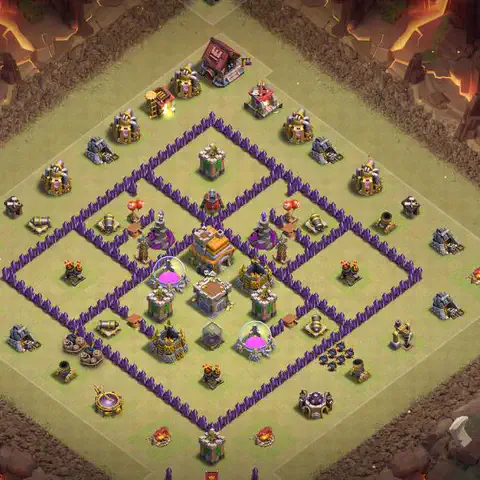 TH7 war CWL base layout with copy link for Clash of Clans, layout #172