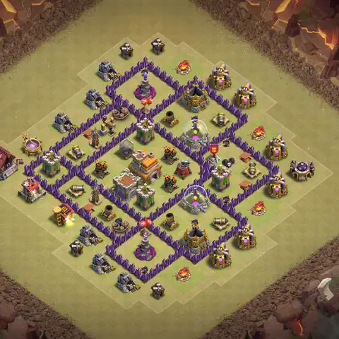 TH7 war CWL base layout with copy link for Clash of Clans, layout #175