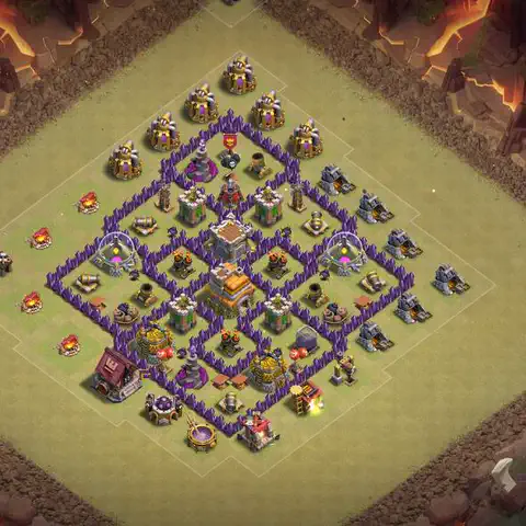 TH7 war CWL base layout with copy link for Clash of Clans, layout #196