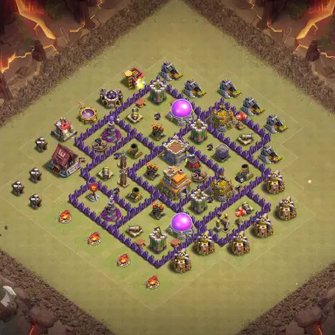 TH7 war CWL base layout with copy link for Clash of Clans, layout #199