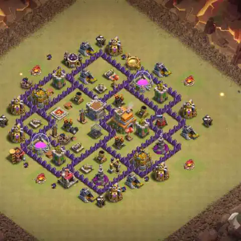 TH7 war Defense base layout with copy link for Clash of Clans, layout #012
