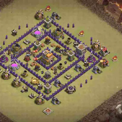 TH7 war Defense base layout with copy link for Clash of Clans, layout #024