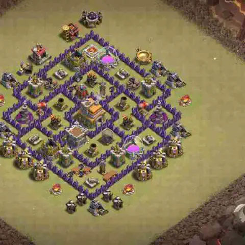 TH7 war Defense base layout with copy link for Clash of Clans, layout #027