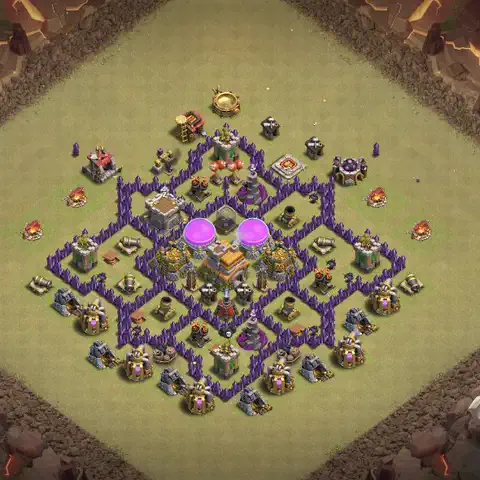 TH7 war Defense base layout with copy link for Clash of Clans, layout #036