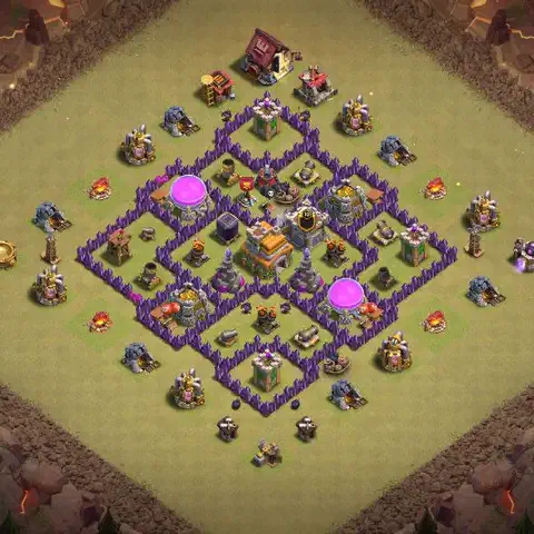 TH7 war Defense base layout with copy link for Clash of Clans, layout #102