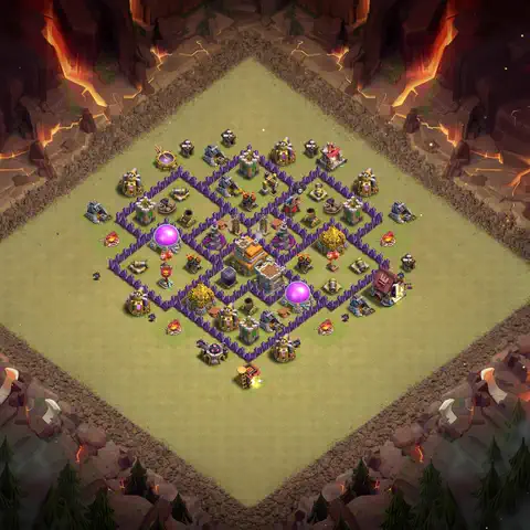 TH7 war Defense base layout with copy link for Clash of Clans, layout #108