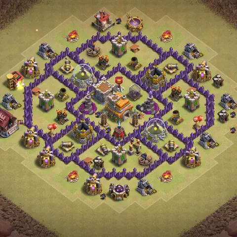 TH7 war Defense base layout with copy link for Clash of Clans, layout #117