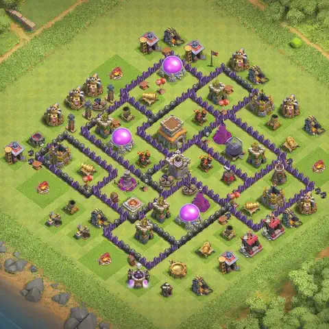 TH8 farming base layout with copy link for Clash of Clans loot protection, layout #241