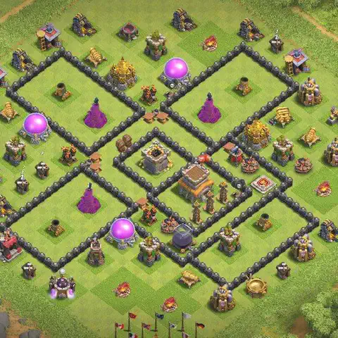 TH8 farming base layout with copy link for Clash of Clans loot protection, layout #242