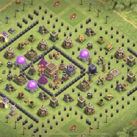 TH8 farming base layout with copy link for Clash of Clans loot protection, layout #244