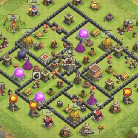TH8 farming base layout with copy link for Clash of Clans loot protection, layout #245