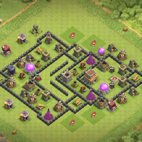 TH8 farming base layout with copy link for Clash of Clans loot protection, layout #247