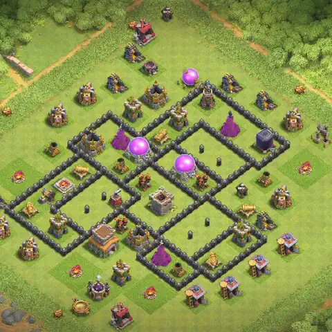 TH8 farming base layout with copy link for Clash of Clans loot protection, layout #248