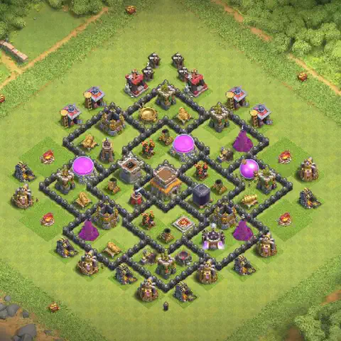 TH8 farming base layout with copy link for Clash of Clans loot protection, layout #249