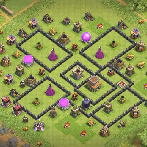 TH8 farming base layout with copy link for Clash of Clans loot protection, layout #251