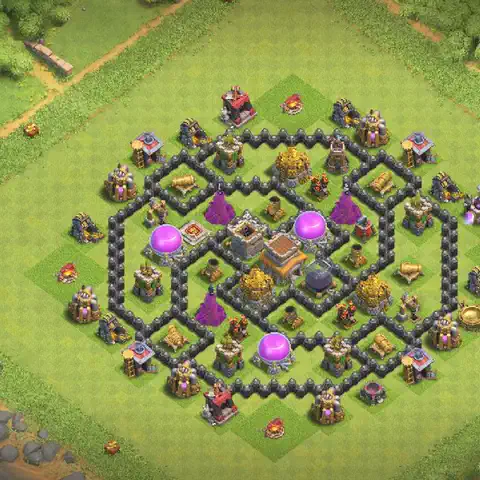 TH8 farming base layout with copy link for Clash of Clans loot protection, layout #252