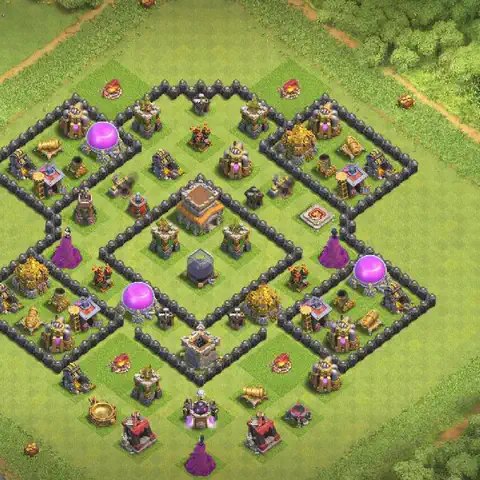TH8 farming base layout with copy link for Clash of Clans loot protection, layout #253
