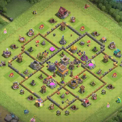 TH8 farming base layout with copy link for Clash of Clans loot protection, layout #255