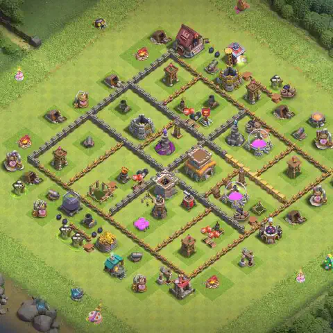 TH8 farming base layout with copy link for Clash of Clans loot protection, layout #257
