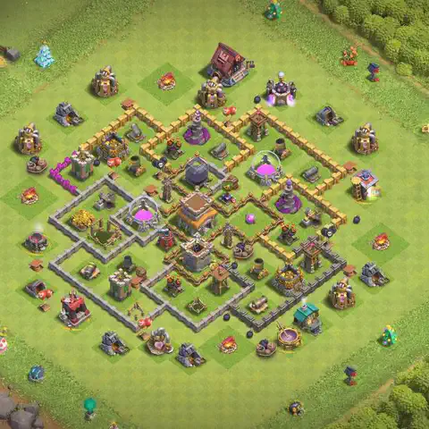TH8 farming base layout with copy link for Clash of Clans loot protection, layout #258