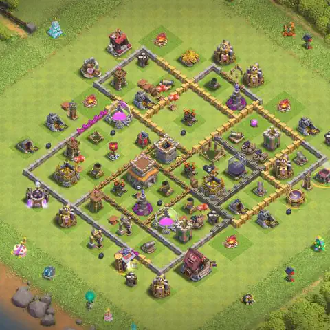 TH8 farming base layout with copy link for Clash of Clans loot protection, layout #260