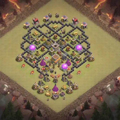 TH8 war Anti 3-Star base layout with copy link for Clash of Clans, layout #020