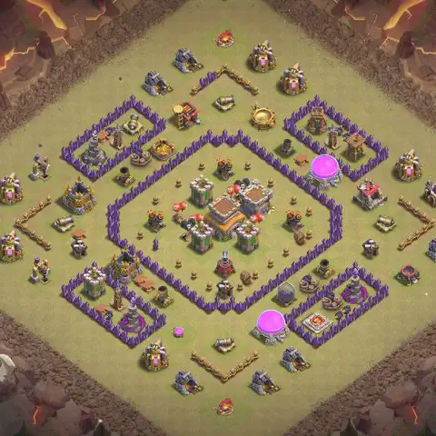 TH8 war Anti 3-Star base layout with copy link for Clash of Clans, layout #044
