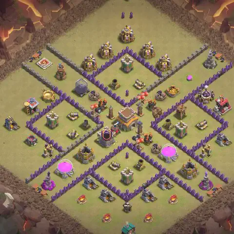 TH8 war Anti 3-Star base layout with copy link for Clash of Clans, layout #050