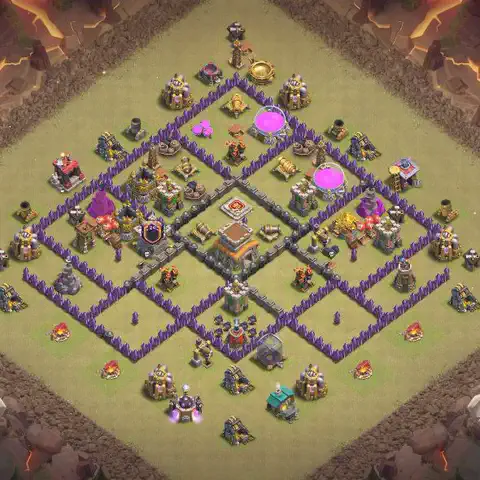 TH8 war Anti 3-Star base layout with copy link for Clash of Clans, layout #065