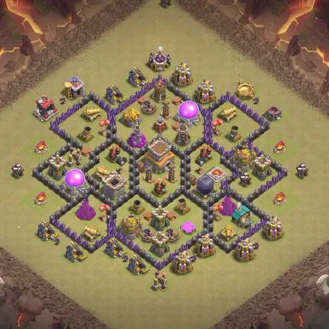 TH8 war Anti 3-Star base layout with copy link for Clash of Clans, layout #071