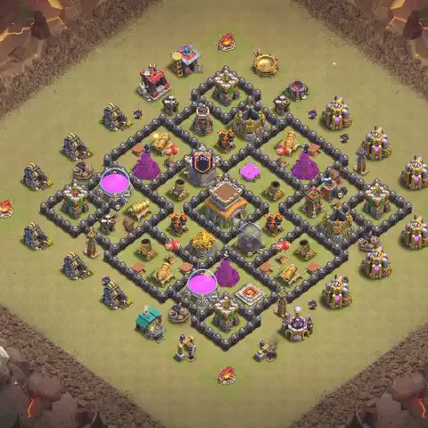 TH8 war Anti 3-Star base layout with copy link for Clash of Clans, layout #074