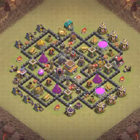 TH8 war Anti 3-Star base layout with copy link for Clash of Clans, layout #077