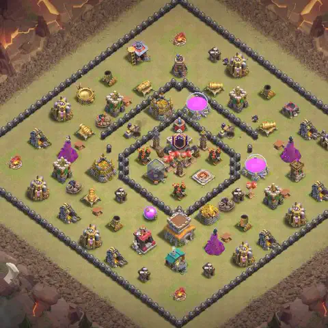TH8 war Anti 3-Star base layout with copy link for Clash of Clans, layout #080